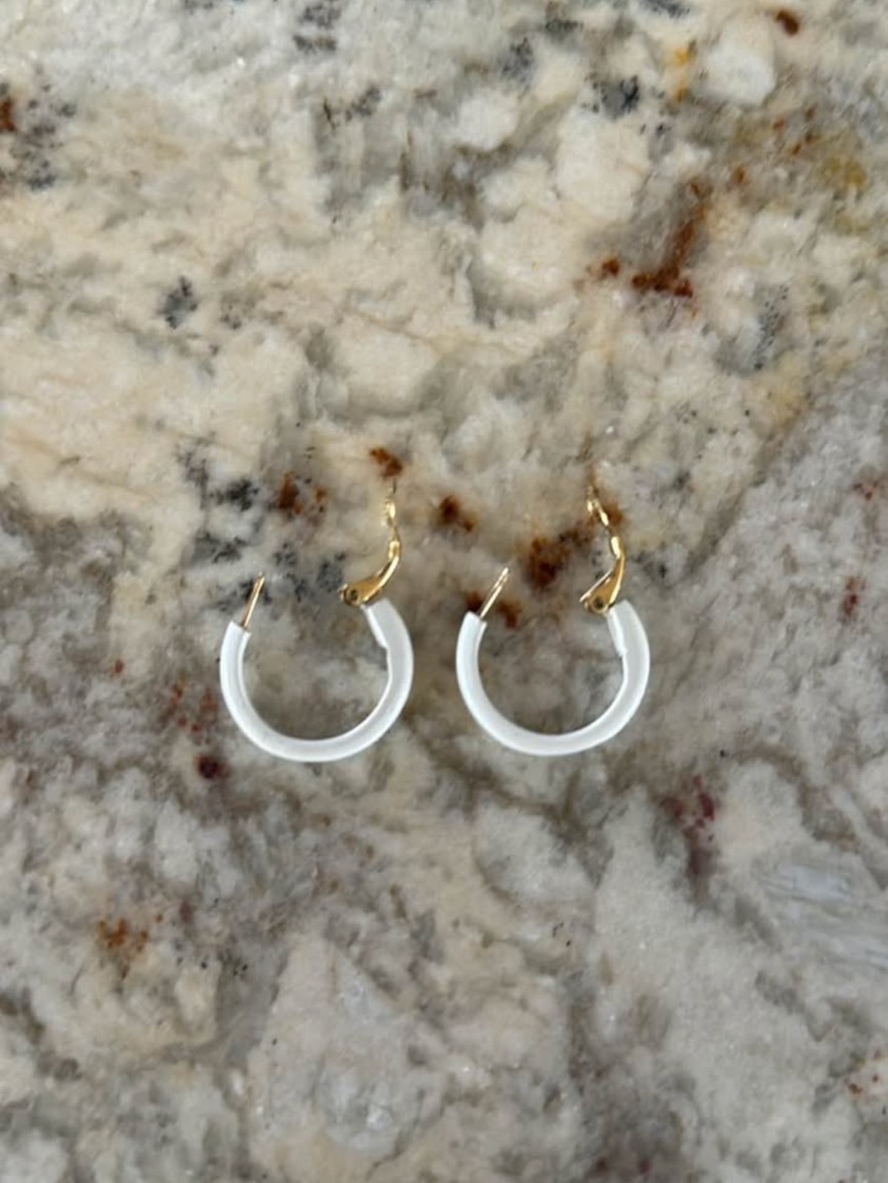 Gold and White Hoop Earrings - Women Jewelry